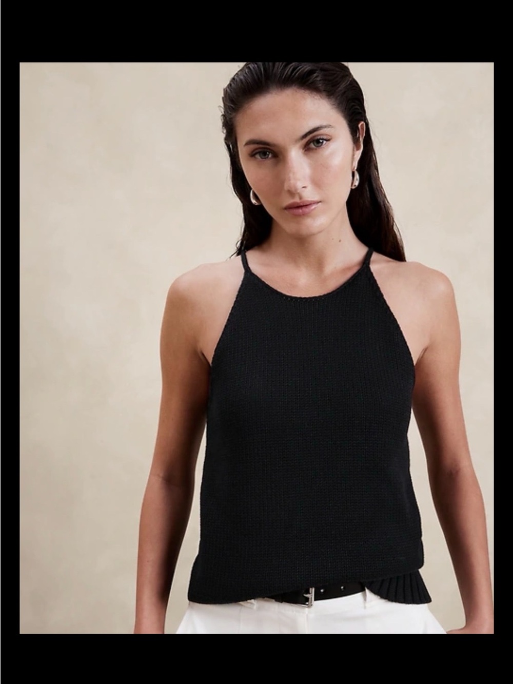 Banana Republic NWT Cotton Silk Sweater Tank L Black